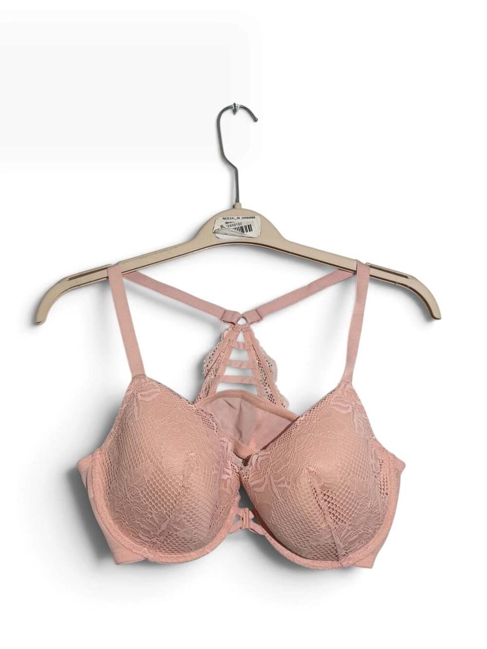 Auden Bra Pink Lace Front Close Lightly Lined Racerback 40D Coquette Intimates